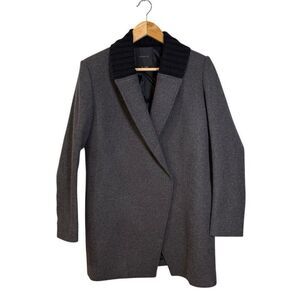 Theory Womens Wool Cashmere Blend Coat Size Small Ribbed Collar